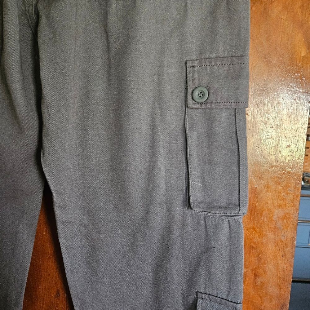 Mens Gray Cargo Pants Size L Drawstring Waist New Without Tags 30" Wst - Picture 6 of 10